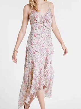 Express Floral Ruffle Wrap Maxi Dress - Light Pink | NWT, Size Medium